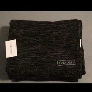 Calvin Klein Charcoal Black One Size Ribbed Dimensional Knit Scarf